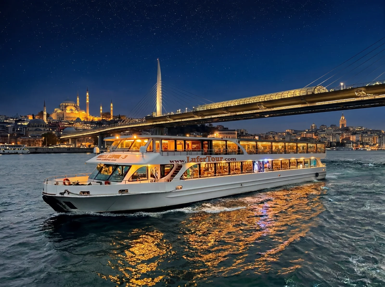 Golden Horn & Bosphorus Dinner Cruise and Show with Standard Menu w/Unlimited Alcoholic Drinks & Hotel Transfer on Private Tables - Istanbul experience